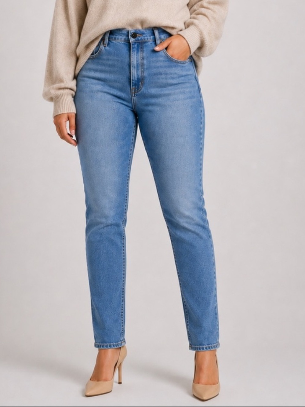 ASOS DESIGN Farleigh High-Waisted Slim Mom Jeans – Size 34 | 100% Cotton